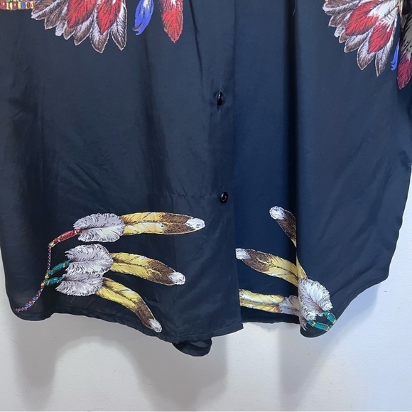 Vintage Como Studio Native American Graphic Black Button Down Shirt Size 8 - Picture 2 of 11